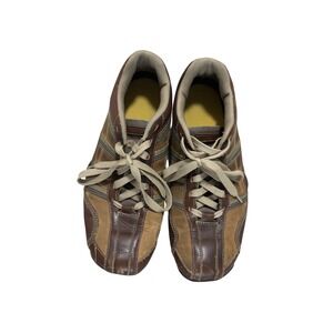 Skechers Mens Brown Leather Low Top Sneakers Casual Shoes SN 60449 Size 10.5